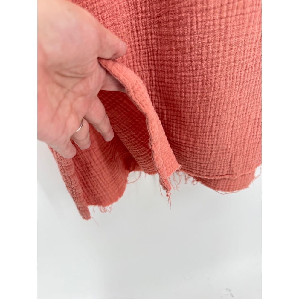 Barefoot Dreams Malibu Maxi Dress Women XS Coral Cotton Gauze V-Neck Beach Cover - Picture 6 of 8